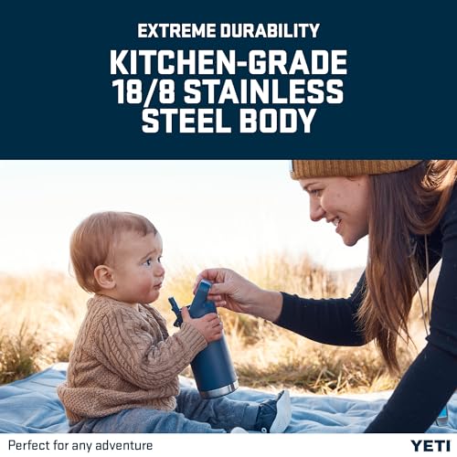 Image of YETI Rambler JR Children's Bottle with Colour Coordinated Straw Lid, Navy, 12 oz (355 ml)
