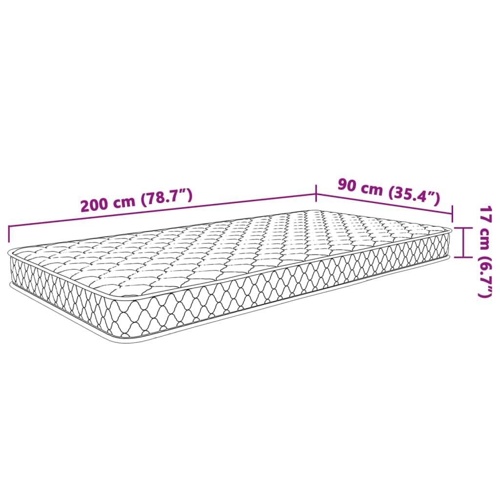 Materac z pianki memory 200 x 90 x 17 cm, dwustronny materac z 5 warstwami, do łóżka podwójnego, komfort 40D, zwijany jako podkładka do spania, odciążenie stref