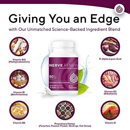 Nerverenew Advanced Nerve Support - Natural Nerve Discomfort Support With R-Alpha Lipoic Acid And Vitamin B Complex - 60 Capsules - Antioxidant Potency, Fast-Acting Formula #TOP4