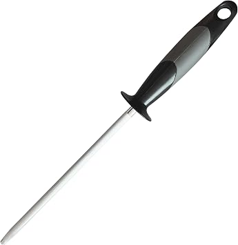 AccuSharp 9" Professional Knife Sharpening Stainless Steel Honing Rod Butcher Steel with Rubber Handle Sharpens, Restores & Realigns Kitchen Knives & Cutting Tools Blades Lightweight & Durable