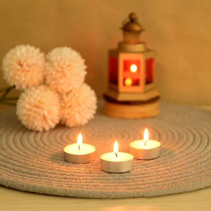 Welburn Veda&Co® Wax Unscented Tealight Candles Pack of 75 for Diwali Decoration | Burn Upto 4 Hour | Paraffin Free & Smokeless | Candles for Home Decor, Office & Special Occasions 4