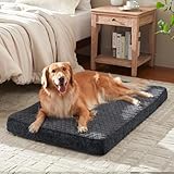 JOEJOY XL Dog Beds Large Sized Dog, Orthopedic Big Dogs Crate Bed with Washable Removable Cover, Extra Thick Egg Memory Foam Pet Beds, Grey, 41'x27'