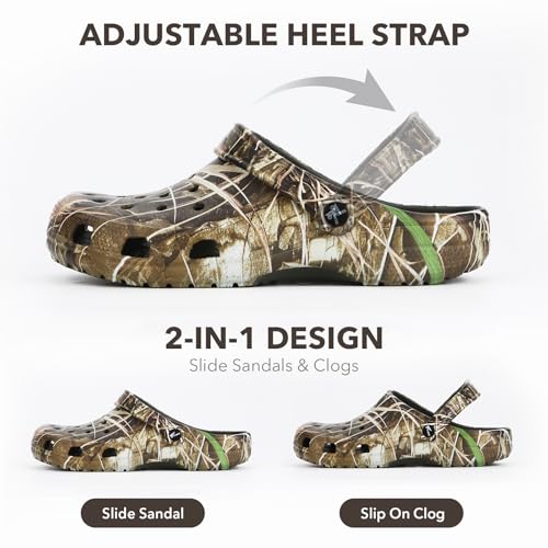 8 Fans Camo Clogs for Men,Outdoor Garden Slip On Sandals Summer Water Beach Shoes Lightweight Breathable Non Slip Casual Slippers3