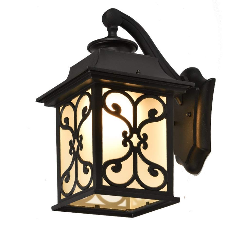 HXYSXHJUO Mediterranean Simple Square Waterproof Exterior Wall Light Black Matte Finish Aluminum Courtyard Lighting Lamp Easy to Install E27 Antirust Sconce Villa Decoration Porch