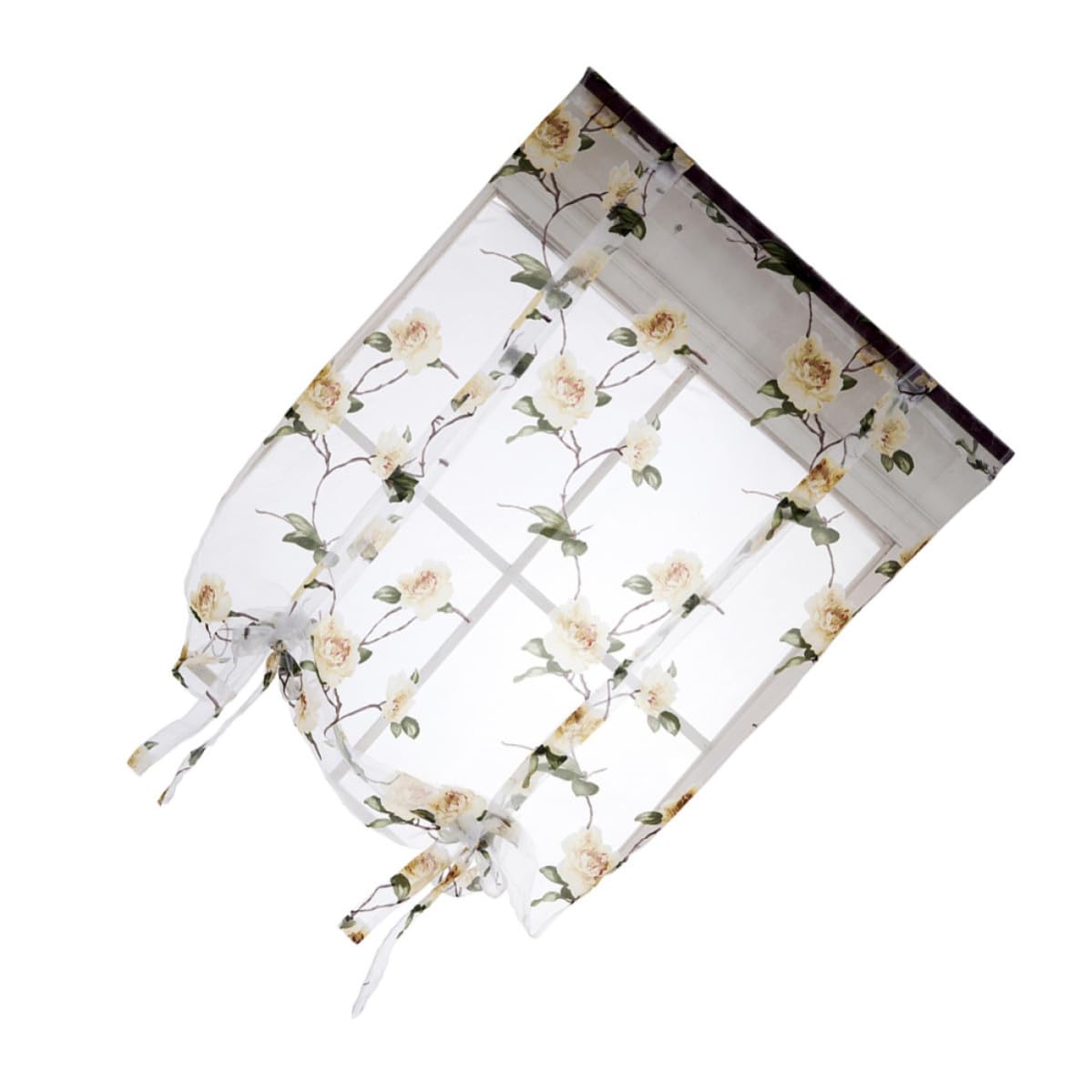Cortina para dejar pasar la luz traslúcida con estampado floral elegante de poliester 1.2x1.6m
