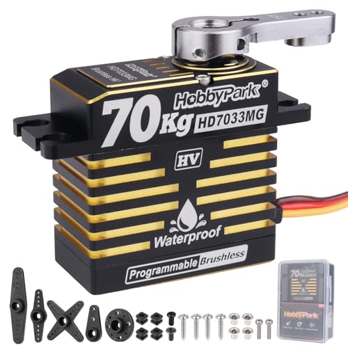 HobbyPark Waterproof 966oz-in 70KG Servo High Torque Servo Brushless Motor 8.4V HV Servo Metal Gear RC Servo Programmable for 1/8 1/10 1/12 RC Crawler RC Truck RC Car Buggy Robotic Control Angle 180