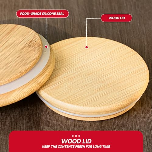 Image of amazon basics Fluted Glass Jars with Bamboo Lids, Set of 6, 600ml Decorative Kitchen Storage Containers for Snacks, Dry Fruits, Tea, Coffee, Sugar & Pantry Organization