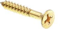 Vista 1 de Prime-Line 9035643 Tornillo para madera, cabeza plana Phillips, #10 X 1-1/4 pulgadas, latón macizo, paquete de 100
