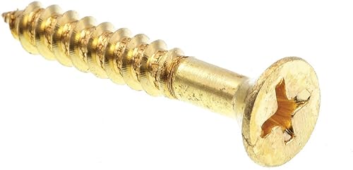 Prime-Line 9035643 Tornillo para madera, cabeza plana Phillips, #10 X 1-14 pulgadas, latón macizo, paquete de 100