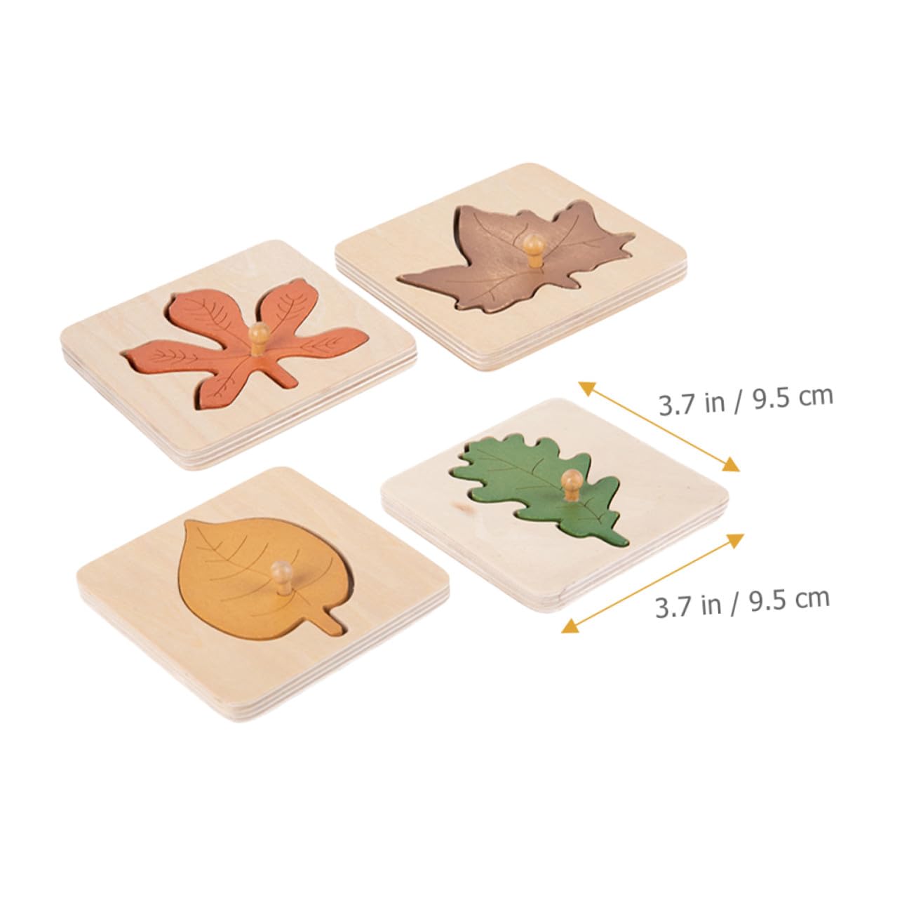 Beaupretty Puzzle Montessori Feuille en Bois 4 Pièces Jouet D’Apprentissage Précoce Et Éducatif pour Enfants Puzzle D’Encastrement Coordination Main-Oeil Jeu Cognitif 3.74 X 3.74 X 0.39 Pouces