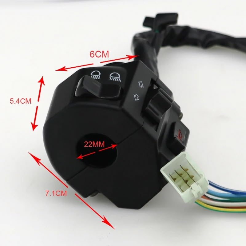 Interruptor de manillar de 22mm para moto con control de claxon e intermitentes 4