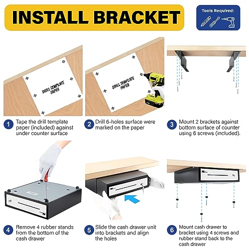 HK SYSTEMS Gaveta aberta para dinheiro SAFE40.6 cm preta resistente 