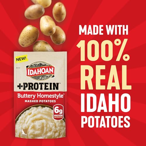 Image of Idahoan Buttery Homestyle +Protein Mashed Potatoes | 4.6oz - Pack of 10