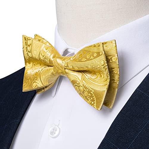 Image of DiBanGu Pre-Tied Bow Ties for Men Silk Adjustable Tuxedo Bowties Pocket Square Cufflinks Set with Lapel Pin Jacquard Woven