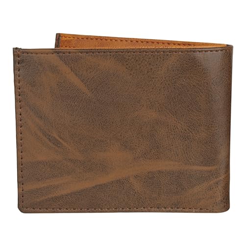 Image of SAMTROH Double Zipper Pu Leather Wallet for Men | 3 Card Slots | 2 Secret Compartments | 2 Currency Compartments | 1 Coin & Zip Pocket (Brown in Tan)