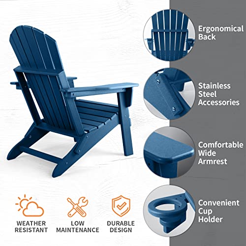 Funberry Folding Adirondack Chair Set Of 4, Fire Pit Chairs, Plastic Adirondack Chairs Weather Resistant With Cup Holder, Composite Adirondack Chairs #TOP5