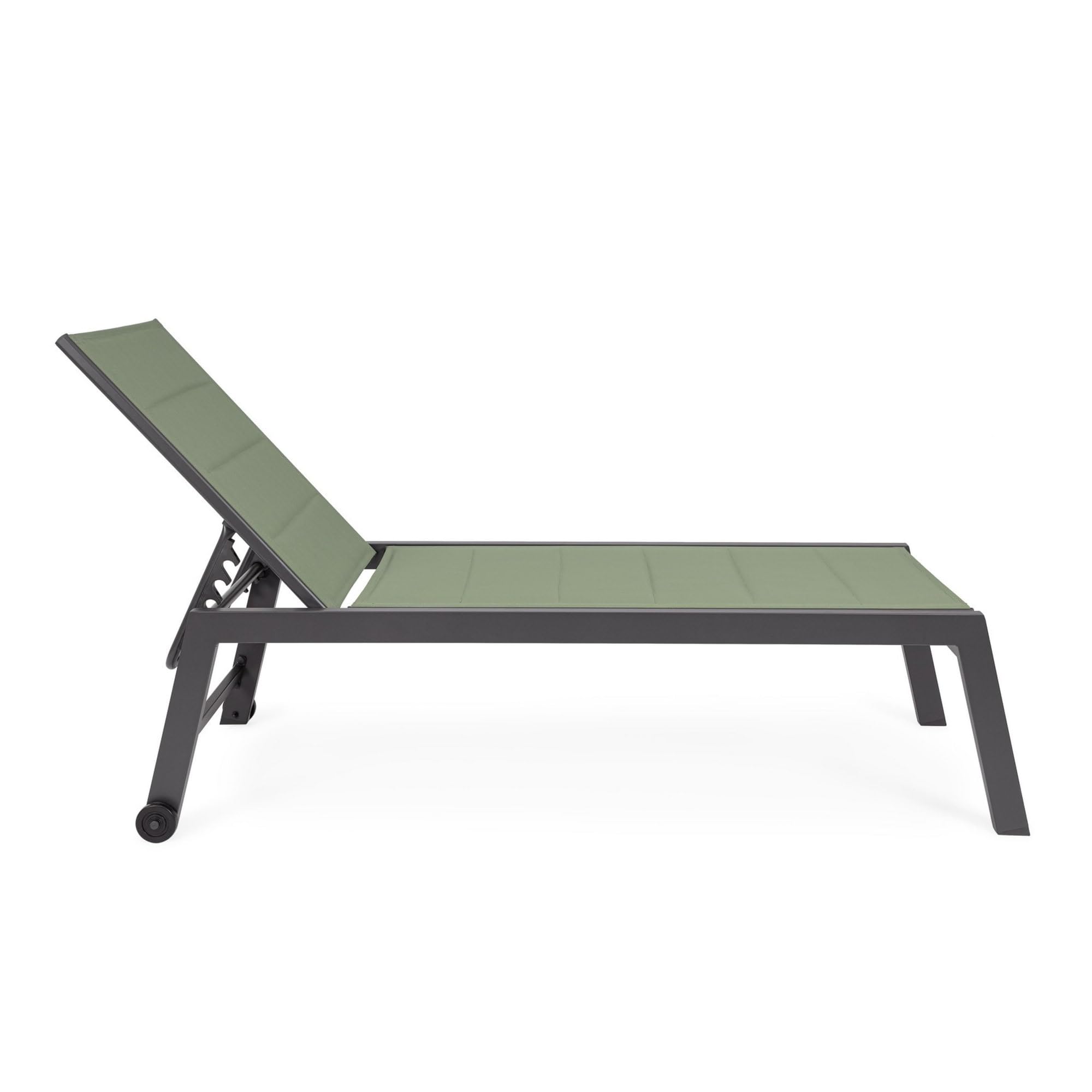 KONTE.DESIGN Gartenliege Hilde mit Rollen, Textilene gepolstert grün und Gestell anthrazit