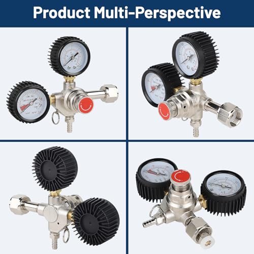 Miniatura 3 de Cprosp Regulador De Presión Co2, Regulador De Botella De Gas, Dióxido De Carbono Reductor De Presión Con Manómetro Doble W21.8 Para Máquina De Cerveza, Elaboración De Cerveza, Dispensador De Cerveza