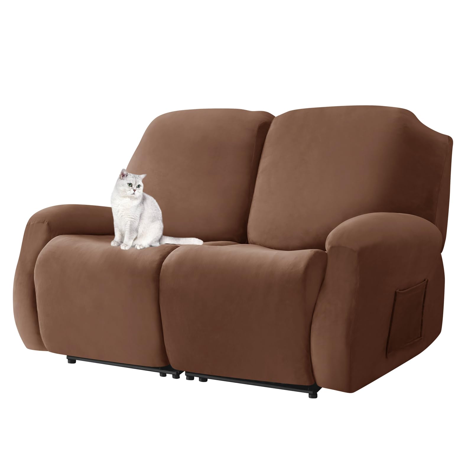 Housse de fauteuil inclinable lavable en velours avec poche intégrée