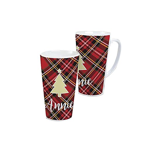 GiftsForYouNow Plaid Christmas Tree Personalized Latte Mug