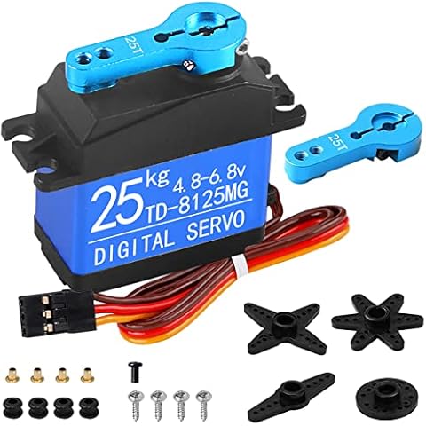EatPitaya 25kg Digital Standard Servo 1/8 1/10 1/12 Control Angle 180 Degrees High Torque Waterproof Full Metal Gear, for RC Car Crawler Robot Control Cover