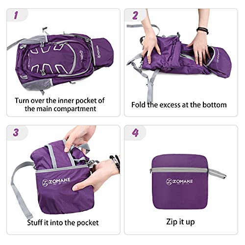 Zomake 45L Lightweight Packable Backpack - Light Foldable Hiking Backpacks Water Resistant Large Folding Daypack For Travel(Purple) #TOP5