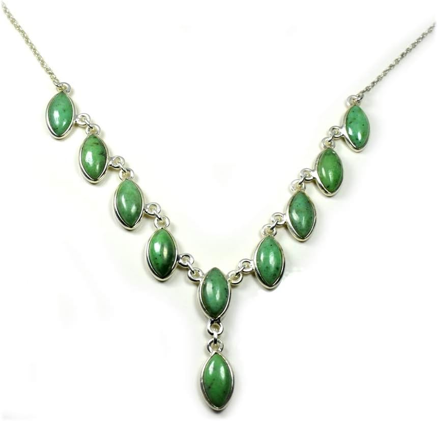 Natural Malachite Sterling Silver Green Stone Necklaces for Women Fashion Handmade Jewelry