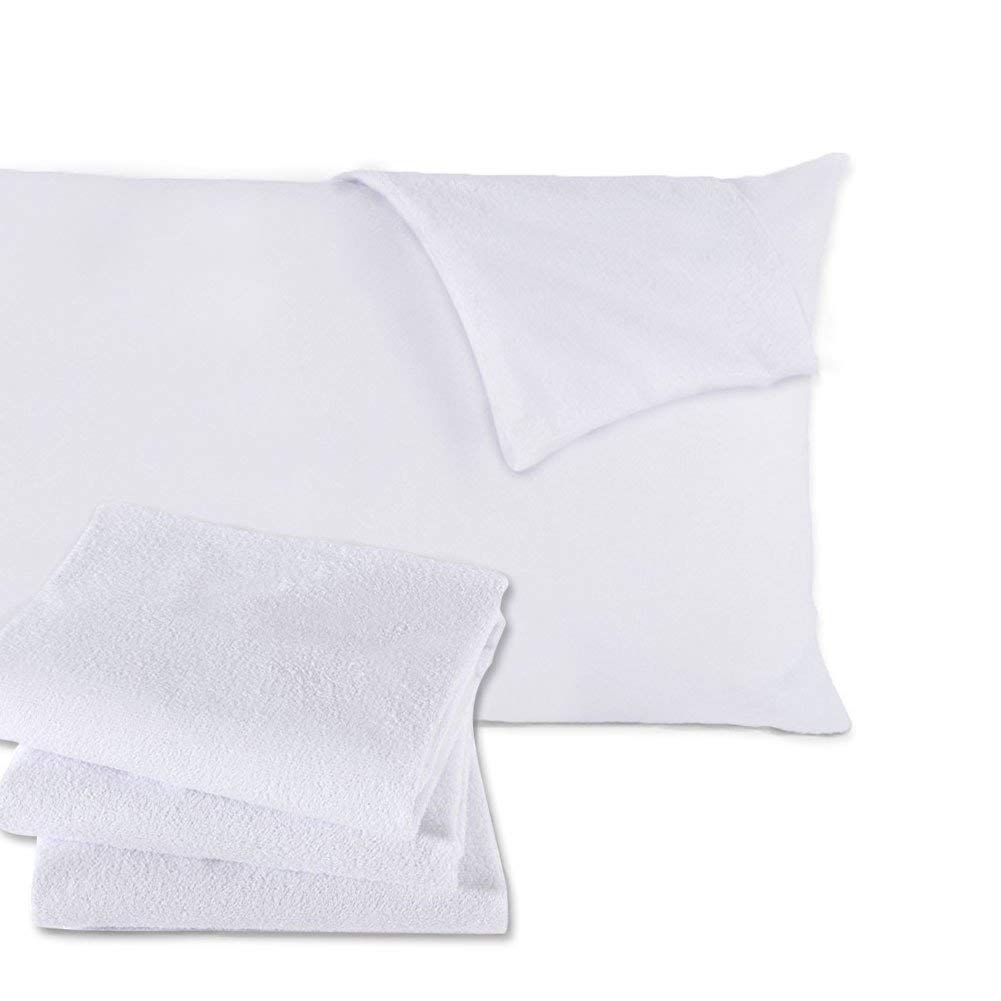 Beddingcareuk Blue 4 Pack(2 Pairs) Cotton Terry Waterproof Pillow Protectors Pair Zippered Anti Bed Bug Allergy Anti Bacterial Anti Dust Mite Pvc Fre E Washable