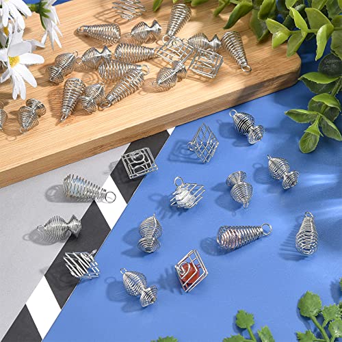 PH PandaHall 60pcs 3 Styles Spiral Bead Cage Pendants - Image 4