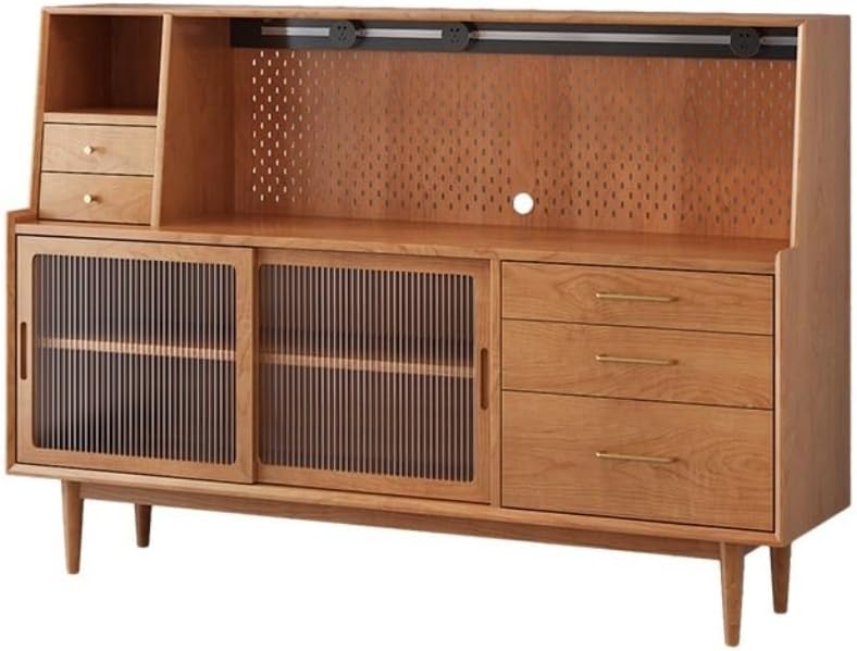 Sideboard Cabinet Solid Wood Storage Cabinets, Kitchen Decoration Cabinets, Chinese Coffee Bar Cabinets, Household Tea Cabinets Sideboard Cabinet with Drawers(A)