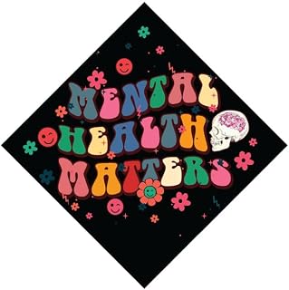 Mental Health Matters Floral Custom Grad Cap Topper, Grad Cap Decorations and Graduation Hat Accessories