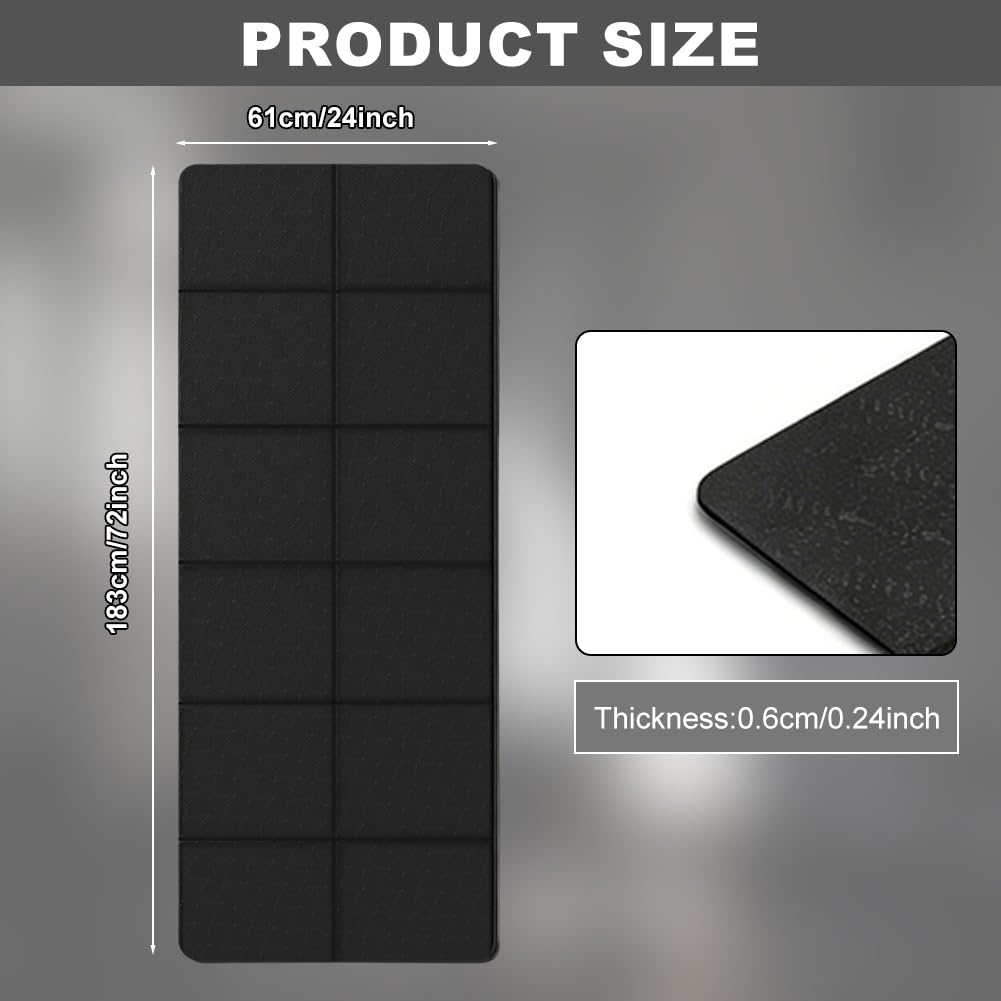 Tappetino di protezione pieghevole per il fitness, 183 cm x 61 cm x 6 mm di spessore, in PVC, ad alta densità, per il fitness, per il tapis roulant, palestra, cyclette, allenamento a rulli