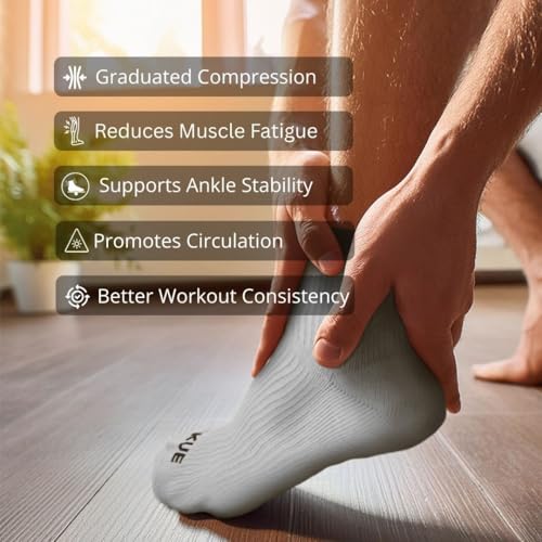 Image of KUE Compression Ankle Socks For Men & Women I Improved Blood Circulation, Pain Relief, Daily Use, Running & Sports, Premium Fabric, Moisture Wicking I Ankle Length Sports Socks.