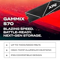 XPG ADATA GAMMIX S70 Blade 2TB PCIe Gen4x4 M.2 2280 SSD Schwarz- Heat Spreader- 3D-Grafikbearbeitung sowie High-End-Gaming PS5 upgradation AGAMMIXS70B-2T-CS, Festkörper-Laufwerk – Ansicht 2