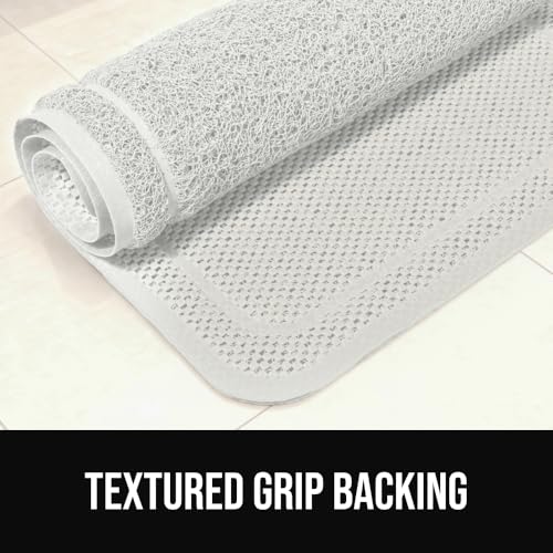 Image of GORILLA GRIP Exfoliating Bath and Shower Mat, Textured Backing, 35x16 Soft Loofah-Style Foot Scrubber for Outside or Inside Bathtub, Quick Dry Easy Drainage Tub Floor Mats, Bathroom Essentials, White
