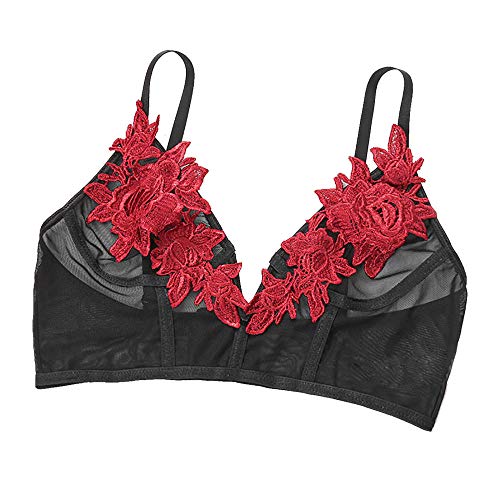 Lingerie sexy en dentelle brodée avec soutien-gorge transparent pour femme