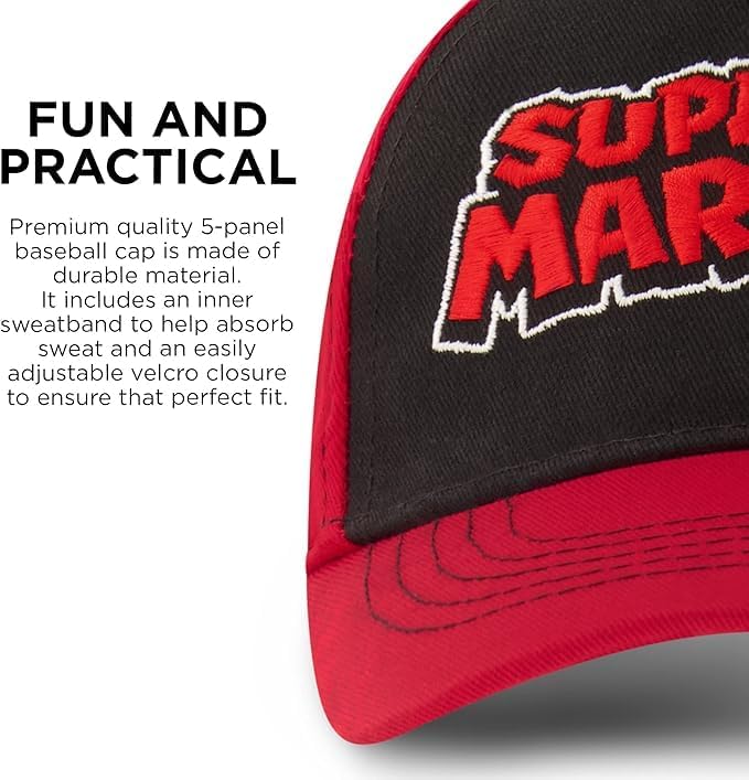 Nintendo Boys Super Mario Bros. Cotton Baseball Cap with Red Sunglasses (Size 4-7) - Image 4
