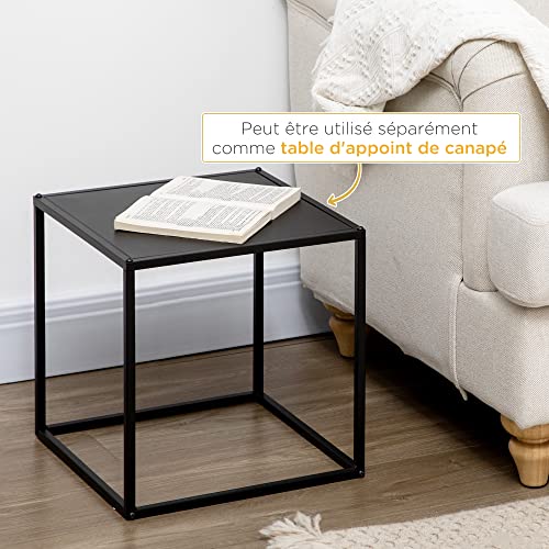 Lot 2 tables basses gigognes acier noir, HOMCOM