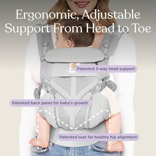 Ergobaby Baby Carrier, 4-Position Omni 360 Cool Air Mesh for Newborn to Toddler (0-3 yrs), Ergonomic Child Carrier & Backpack, Pearl Grey - Image 5
