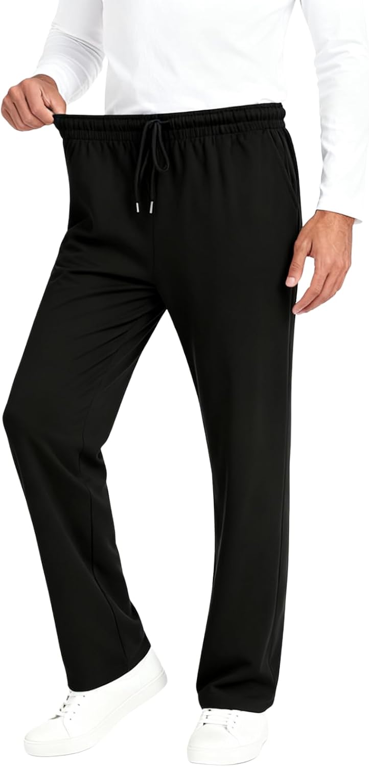 Men's Baggy Sweatpants Fleece Straight Leg Casual Sweat Pants Drawstring Athletic Workout Gym Jogger with Pockets - Image 4