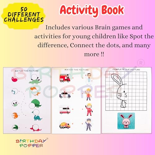 Image of Birthday Popper Brain Booster Activity Books - Set of 20 - Interactive Birthday Return Gifts for Kids