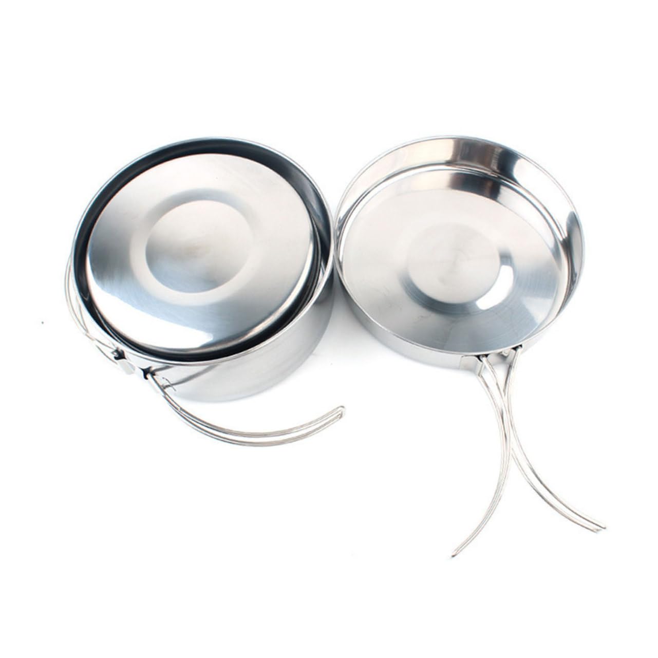 ifundom 4pcs Portable Stainless Steel Cooking Set Durable Kitchenware for Outdoor Camping and Hiking Pot and Cooking Pan Essential Gear for People