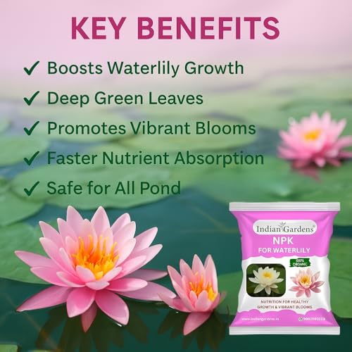 Image of Indian Gardens - NPK for Waterlily Fertilizer | 100% Water Soluble Plant Food | Boosts Flowering & Growth | Ideal for Home, Terrace, Pond & Garden Plants (200 Grams)