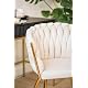 BETTSO - Larissa - Upholstered chair - with braided/woven backrest - velour/velvet - golden metal legs - office chair - dressing table - dining room - velvet beige Product Image 6