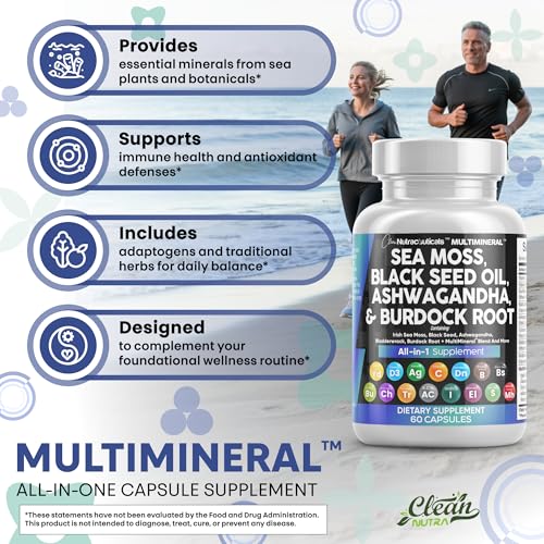 image for Clean Nutraceuticals Sea Moss Black Seed Oil Ashwagandha Turmeric Blad