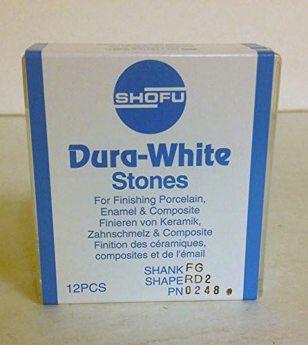 Dura White Stone FG (Friction Grip) Shofu Dental 0248 Aluminum Oxide Finishing Stones Box of 12