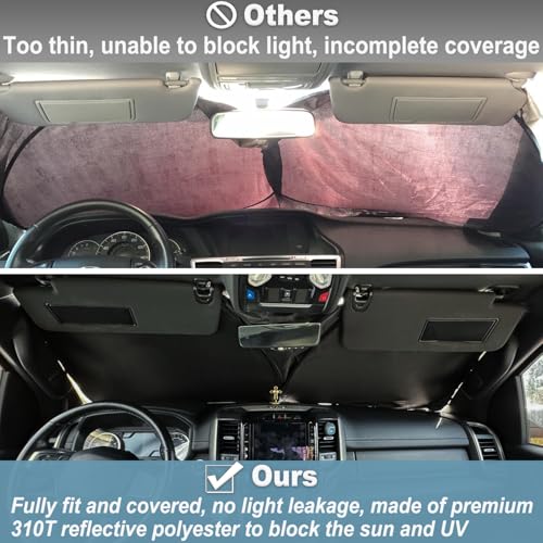 Image of Premium Windshield Sun Shade for 2019-2025 2026 Dodge RAM 1500, Reflective 310T Material Front Window Sun Visor Blocks UV Rays Foldable Sunshade
