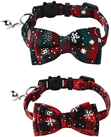 YUDOTE Cat Collars Pack of 2, Colorful Printed Basic Strong Girls Cat Collar Quick Release with Removeable Bell, Pink Purple