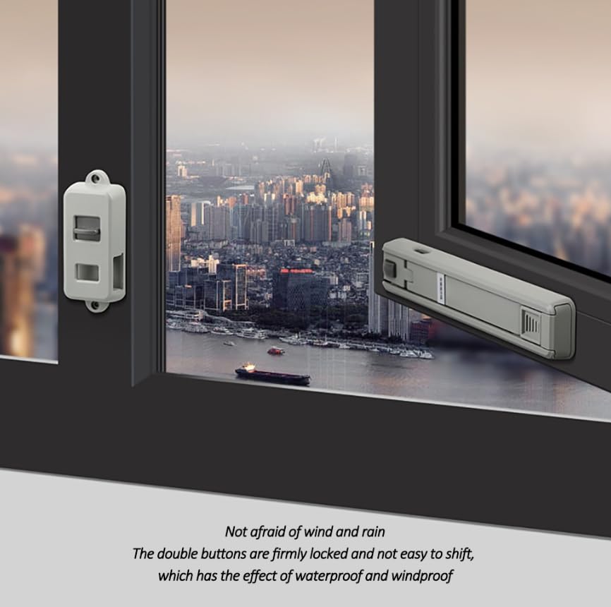 Luminexia Cerradura de Ventana Segura para niños,Tope de Ventana,Bloqueo de Seguridad Ventana,Fácil de Instalar,Cerraduras de Restricción de Ventana,Limitador de Robo de Ventana,Gris