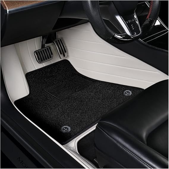 Image of NEXTA 9D Premium Custom Fitted Car Tray Mats Compatible with VinFast VF MPV 7-7 Seater (All 3 Rows) (Black with Beige)